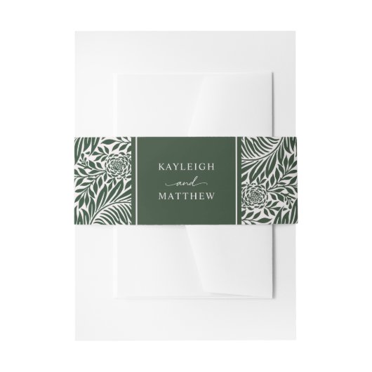 Elegant  Floral Pattern | Groen huwelijk Uitnodigingen Wikkel (Voorkant Voorbeeld)