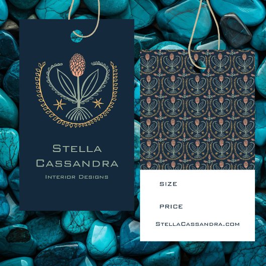 Elegant Floral Pattern Hang Tag Price Size CUSTOM Visitekaartje