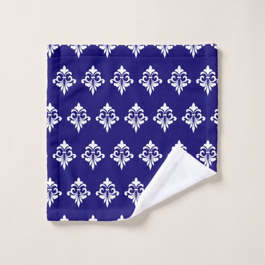 Elegant Floral Pattern in Blue and White Bad Handdoek (Wasdoekje)