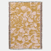 Elegant Floral Pattern in Pink and Mustard Yellow Deken (Voorkant Verticaal)