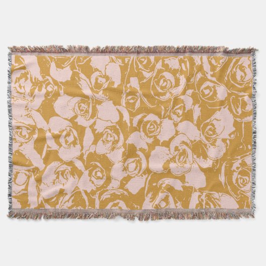 Elegant Floral Pattern in Pink and Mustard Yellow Deken (Voorkant)