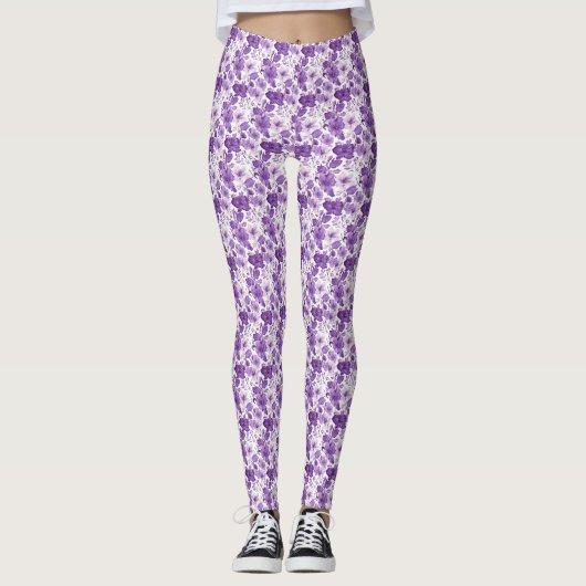 Elegant floral pattern in purple tones leggings (Voorkant)