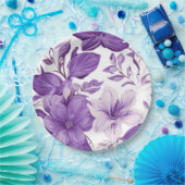 Elegant floral pattern in purple tones papieren bordje (Feest)