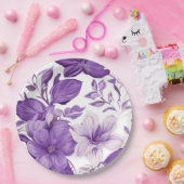Elegant floral pattern in purple tones papieren bordje (Feest)