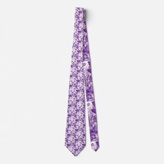 Elegant floral pattern in purple tones stropdas (Voorkant)