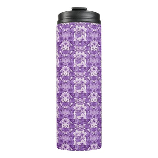 Elegant floral pattern in purple tones thermosbeker (Voorkant)