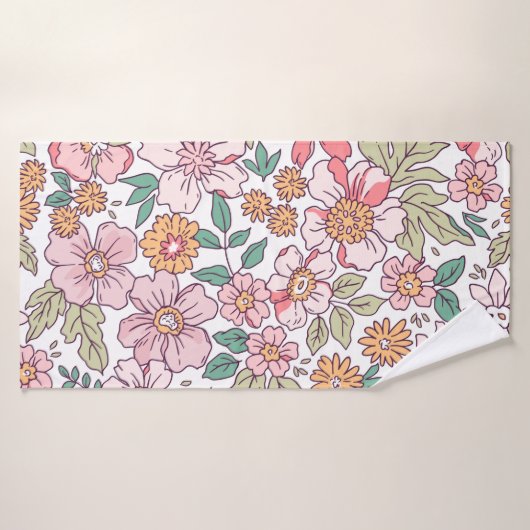 Elegant floral pattern in small hand draw flower.  badhanddoek (Badhanddoek)