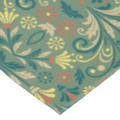 Elegant Floral Pattern in Yellow and Red on Green Tafelkleed (Gekanteld)