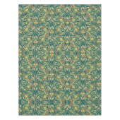 Elegant Floral Pattern in Yellow and Red on Green Tafelkleed (Voorkant)