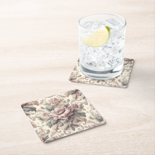 Elegant  Floral Pattern Kartonnen Onderzetters (Insitu)