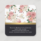 Elegant Floral Pattern Leather Gold Trim Vierkante Visitekaartje (Achterkant)