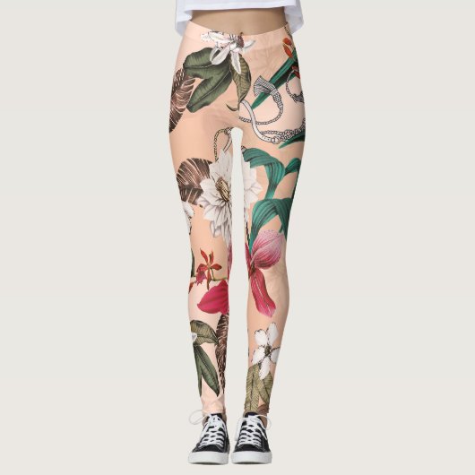 Elegant Floral Pattern Leggings (Voorkant)