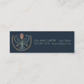 Elegant Floral Pattern Lucile Tegel Deep Blue Mini Visitekaartje (Voorkant)