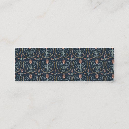 Elegant Floral Pattern Lucile Tegel Deep Blue Mini Visitekaartje (Achterkant)