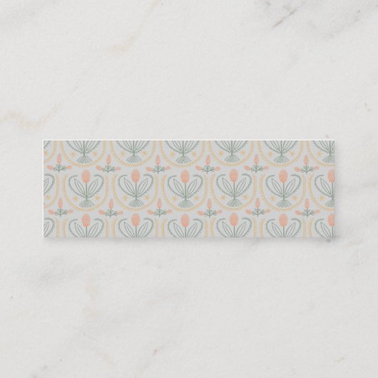 Elegant Floral Pattern Lucile Tegel Soft Grey Mini Visitekaartje (Achterkant)