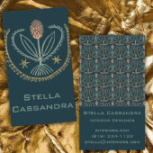 Elegant Floral Pattern Lucile Tegels Deep Green Visitekaartje