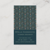 Elegant Floral Pattern Lucile Tegels Deep Green Visitekaartje (Achterkant)