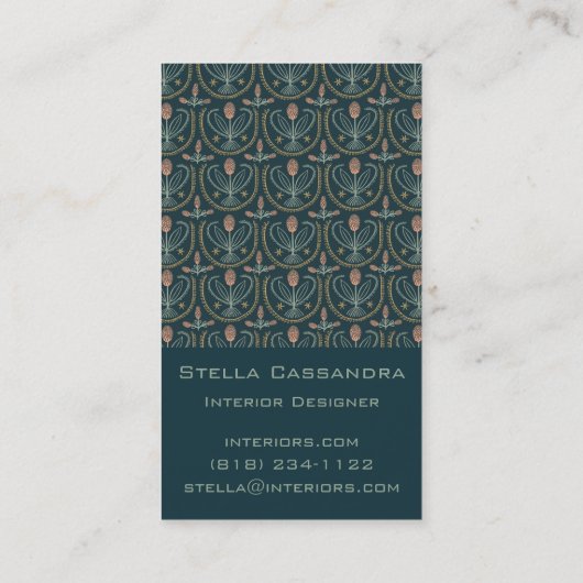 Elegant Floral Pattern Lucile Tegels Deep Green Visitekaartje (Achterkant)