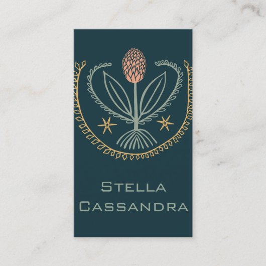 Elegant Floral Pattern Lucile Tegels Deep Green Visitekaartje (Voorkant)