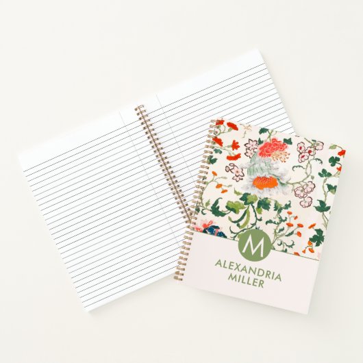 Elegant Floral Pattern Monogram Notitieboek (Binnen)