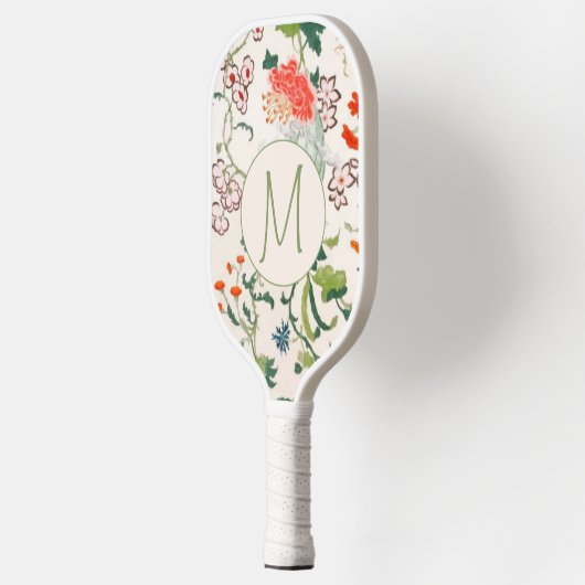 Elegant Floral Pattern Monogram Pickleball Paddle (Links)