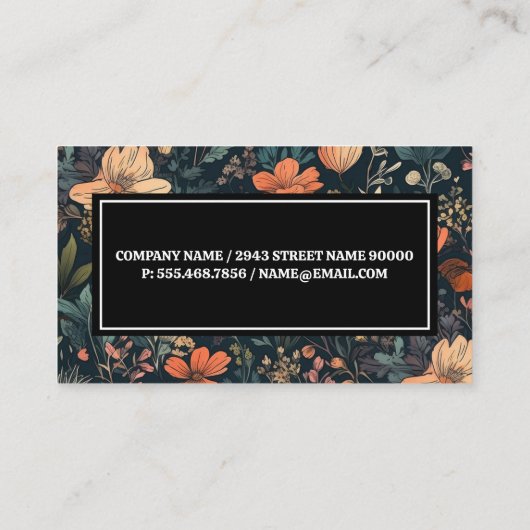 Elegant Floral Pattern | Monogram Visitekaartje (Achterkant)