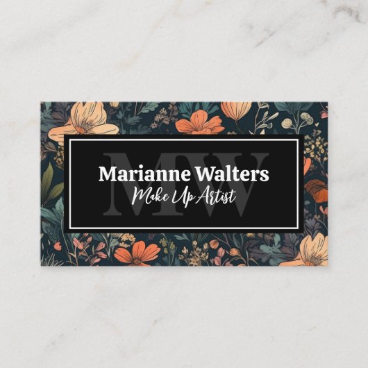 Elegant Floral Pattern | Monogram Visitekaartje (Voorkant)