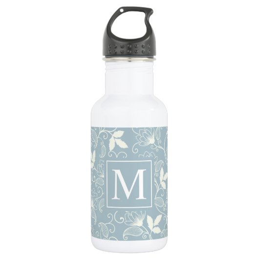 Elegant Floral Pattern Monogram | Waterflesje Waterfles (Voorkant)