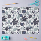 Elegant Floral Pattern Navy Grey Waterverf Tissuepapier (Craft)
