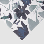 Elegant Floral Pattern Navy Grey Waterverf Tissuepapier (Detail)