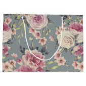 Elegant Floral Pattern of Pink Roses & Flowers Groot Cadeauzakje (Achterkant)