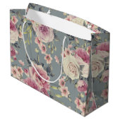 Elegant Floral Pattern of Pink Roses & Flowers Groot Cadeauzakje (Achterkant Gekanteld)