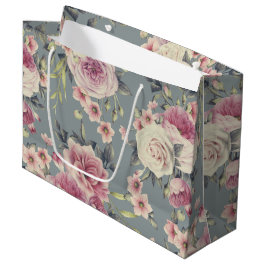 Elegant Floral Pattern of Pink Roses & Flowers Groot Cadeauzakje
