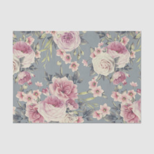 Elegant Floral Pattern of Pink Roses & Flowers Tissuepapier