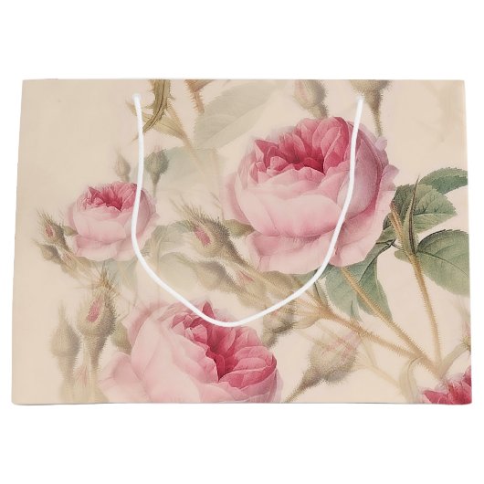 Elegant Floral Pattern of Pink Roses Groot Cadeauzakje (Voorkant)