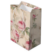 Elegant Floral Pattern of Pink Roses Medium Cadeauzakje (Achterkant Gekanteld)