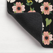Elegant Floral Pattern on Black | Chic Botanical Muismat (Hoek)