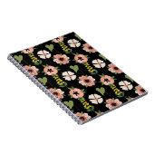 Elegant Floral Pattern on Black | Chic Botanical Notitieboek (Rechterzijde)