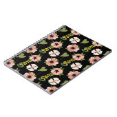Elegant Floral Pattern on Black | Chic Botanical Notitieboek (Linkerzijde)