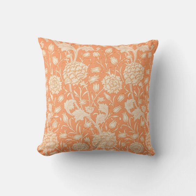 Elegant Floral Pattern Oranje Cream Sierkussen (Voorkant)