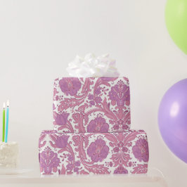 Elegant Floral Pattern Paarse Roze Bloemen Cadeaupapier