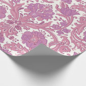  Elegant Floral Pattern Paarse Roze Bloemen Cadeaupapier (Hoek)