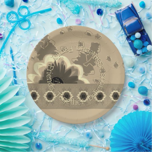 Elegant Floral Pattern Papieren Bordje (Feest)