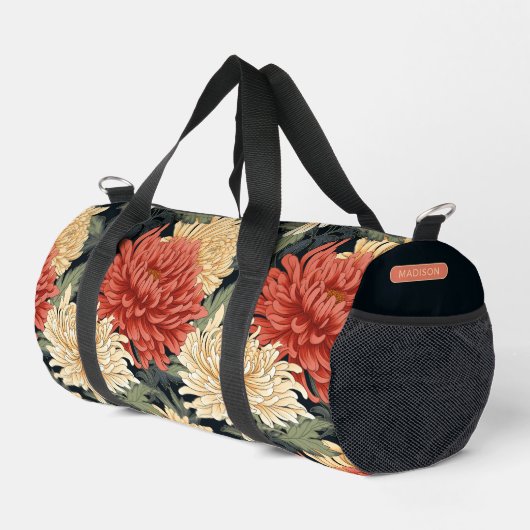 Elegant Floral Pattern Persoonlijke naam Plunjezak (Rechterhoek)