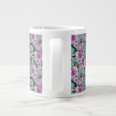 Elegant Floral Pattern roze Paarse Black Backgroun Grote Koffiekop (Achterkant)