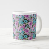 Elegant Floral Pattern roze Paarse Black Backgroun Grote Koffiekop (Voorkant rechts)