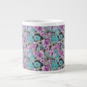 Elegant Floral Pattern roze Paarse Black Backgroun Grote Koffiekop (Voorkant)