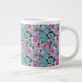 Elegant Floral Pattern roze Paarse Black Backgroun Grote Koffiekop (Rechts)
