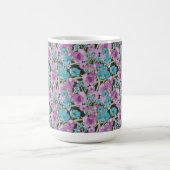 Elegant Floral Pattern roze Paarse Black Backgroun Koffiemok (Center)