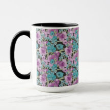 Elegant Floral Pattern roze Paarse Black Backgroun